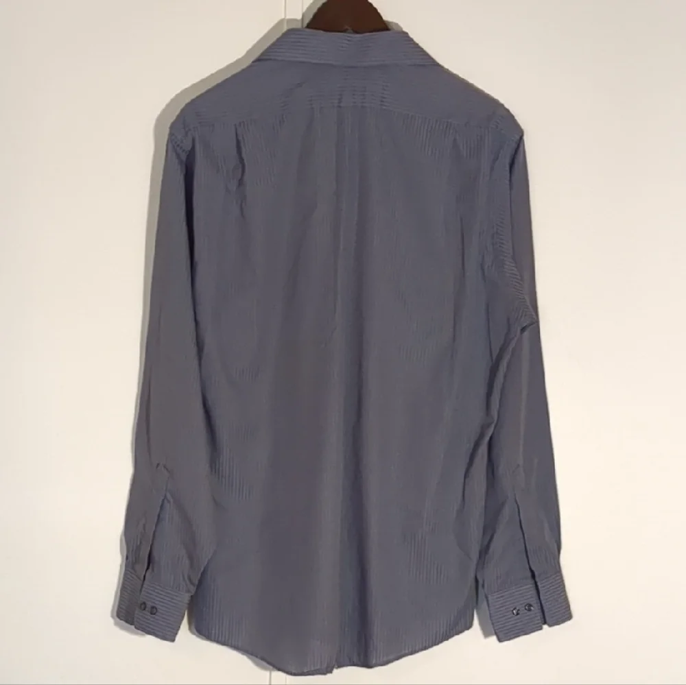 Van Heusen Charcoal Satin Stripe Dress Shirt - Picture 3 of 7